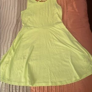 Girls Children Place Dress. Soft Bright Greenish-Yellow. Size 14. Slightly Worn.